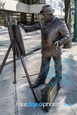 Bronze Statue Of Roskovics Ignac In Budapest Stock Photo