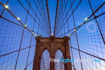 Brooklyn Bridge At Sunset Stock Photo