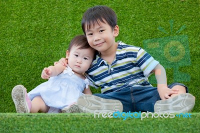 Brother And Sister Having Happy Together Stock Photo