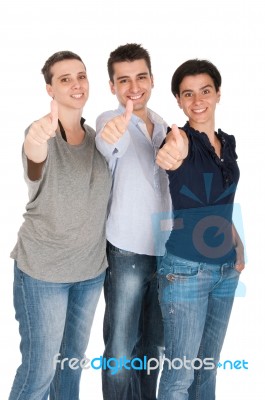 Brother And Sisters Showing Thumbs Up Stock Photo