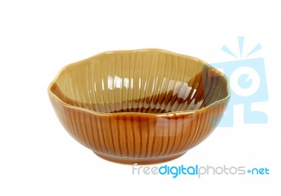 Brown Bowl Isolated On The White Background Stock Photo