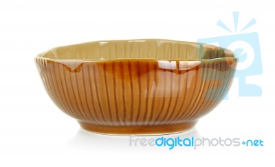 Brown Bowl Isolated On The White Background Stock Photo