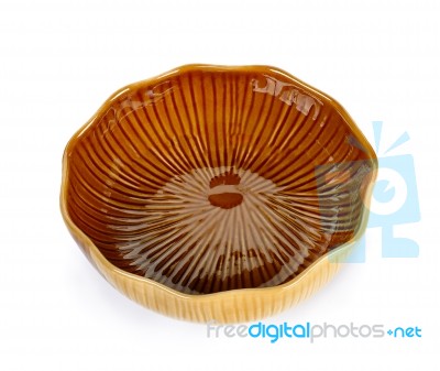 Brown Bowl Isolated On The White Background Stock Photo