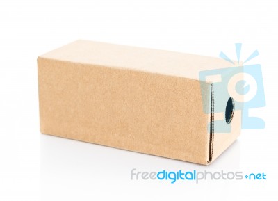 Brown Box Closed On  White Background Stock Photo