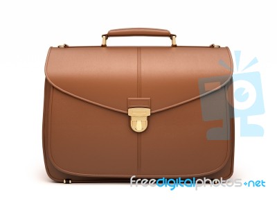 Brown Business Briefcase Isolated Stock Image