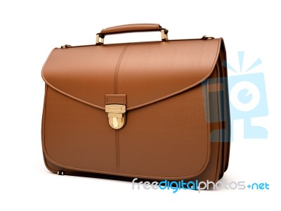 Brown Business Briefcase Isolated Stock Image