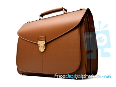 Brown Business Briefcase Isolated Stock Image