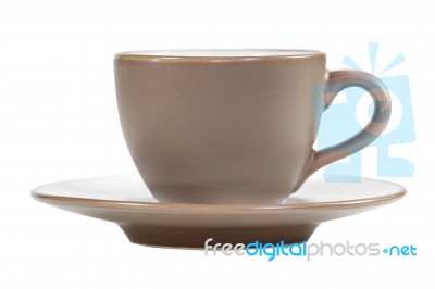 Brown Coffee Cup And Saucer Stock Photo