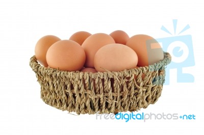 Brown Eggs In Basket Stock Photo