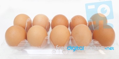 Brown Eggs In Package Stock Photo