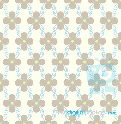 Brown Flower And Spiral Seamless Pattern On Pastel Background Stock Image