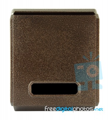 Brown Grain Metal Serface Letter Box On White Background Stock Photo