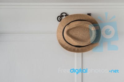 Brown Hat Hanging Stock Photo