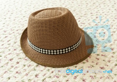 Brown Hat On Vintage Background Stock Photo