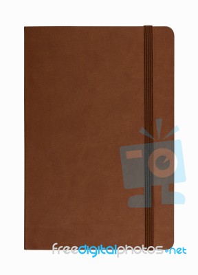 Brown Leather Notebook Isolated On White Background Stock Photo