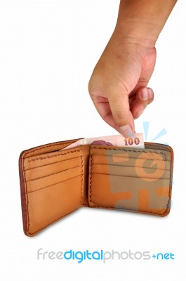 Brown Leather Wallet Stock Photo