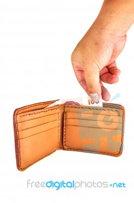 Brown Leather Wallet Stock Photo