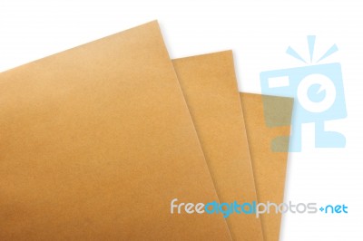 Brown Paper Envelope On Concrete White Background Stock Photo