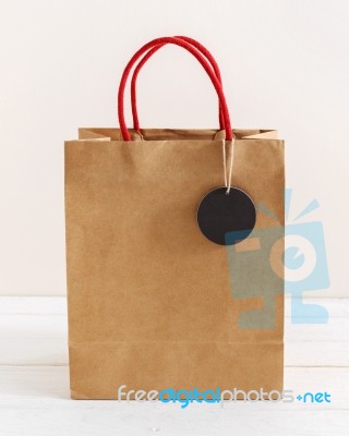 Brown Paper Shopping Bag Stock Photo