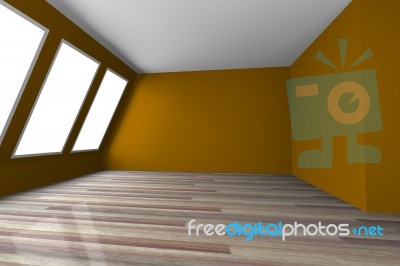 Brown Space Empty Room Stock Image