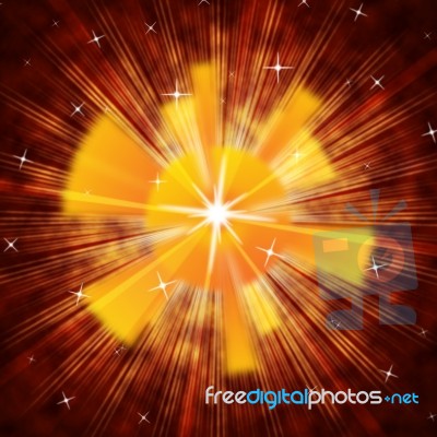 Brown Sun Background Means Radiating Light And Stars
 Stock Image