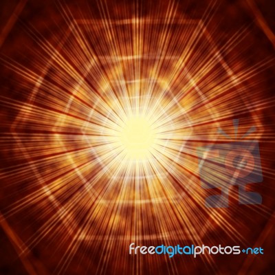 Brown Sun Background Shows Hexagons And Glowing Beams
 Stock Image