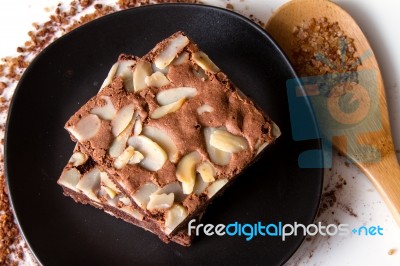 Brownie And Almond Stock Photo