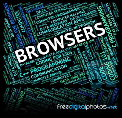 Browsers Word Indicating Words Browsing And Computer Stock Image