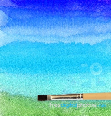 Brush Strokes Watercolor Painting Stock Photo