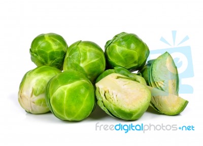 Brussel Sprout Isolated On The White Background Stock Photo