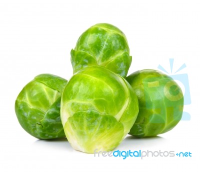 Brussel Sprout Isolated On The White Background Stock Photo