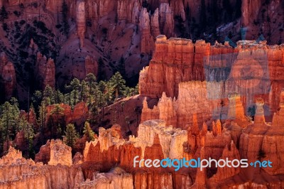 Bryce Canyon Glowing In The Early Morning Sunshine Stock Photo