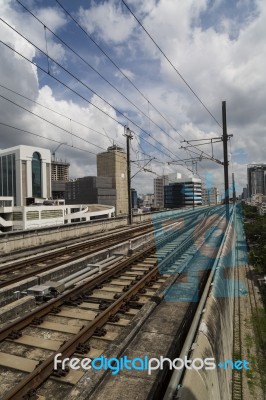 Bts, Sky Train Railroad With Cloudy Sky Stock Photo