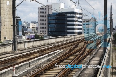 Bts, Sky Train Railroad With Cloudy Sky Stock Photo