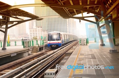 Bts Sky Trains In Bangkok City Important Urban Transportation In… Stock Photo