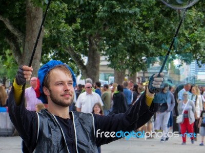 Bubblemaker On The Southbank Stock Photo