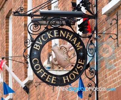 Buckenham Coffee House Sign In Southwold Stock Photo