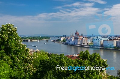 Budapest Aerial View Stock Photo