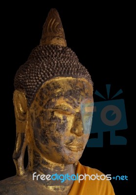 Buddha Statue Antiques With Black Background Stock Photo