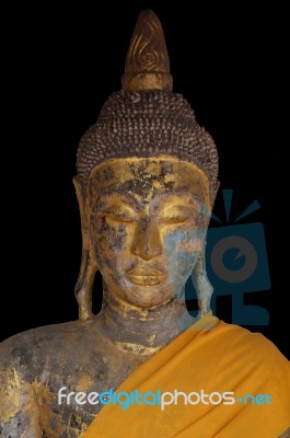 Buddha Statue Antiques With Black Background Stock Photo