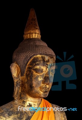 Buddha Statue Antiques With Black Background Stock Photo