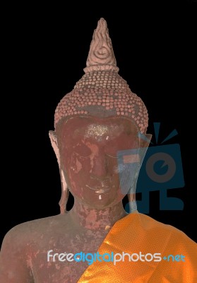 Buddha Statue Antiques With Black Background Stock Photo