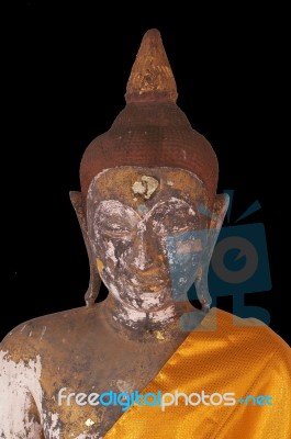 Buddha Statue Antiques With Black Background Stock Photo