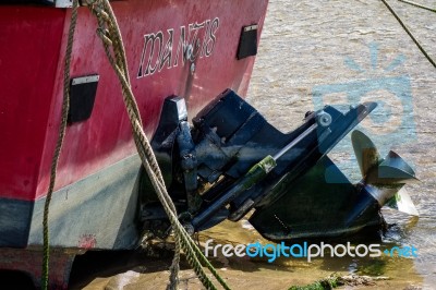 Bude, Cornwall/uk - August 12 : Close-up Of Part Of A Boat At Bu… Stock Photo