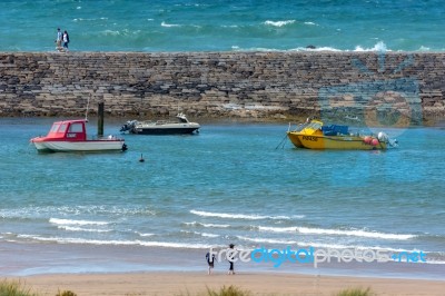 Bude, Cornwall/uk - August 15 : Beach And Harbour In Bude In Cor… Stock Photo