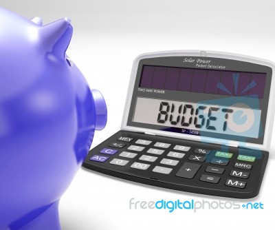 Budget Calculator Shows Spending And Costs Management Stock Image