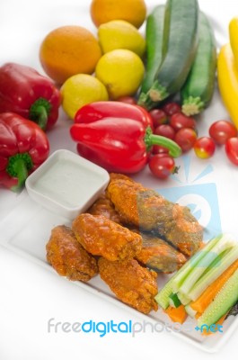 Buffalo Chicken Wings Served With Pinzimonio Stock Photo