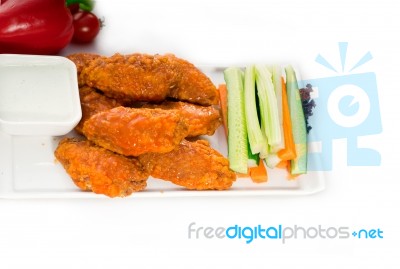 Buffalo Chicken Wings Served With Pinzimonio Stock Photo