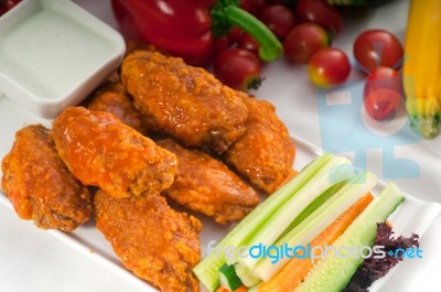 Buffalo Chicken Wings Served With Pinzimonio Stock Photo