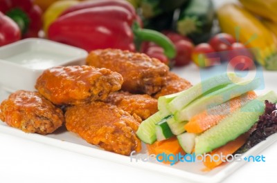 Buffalo Chicken Wings Served With Pinzimonio Stock Photo